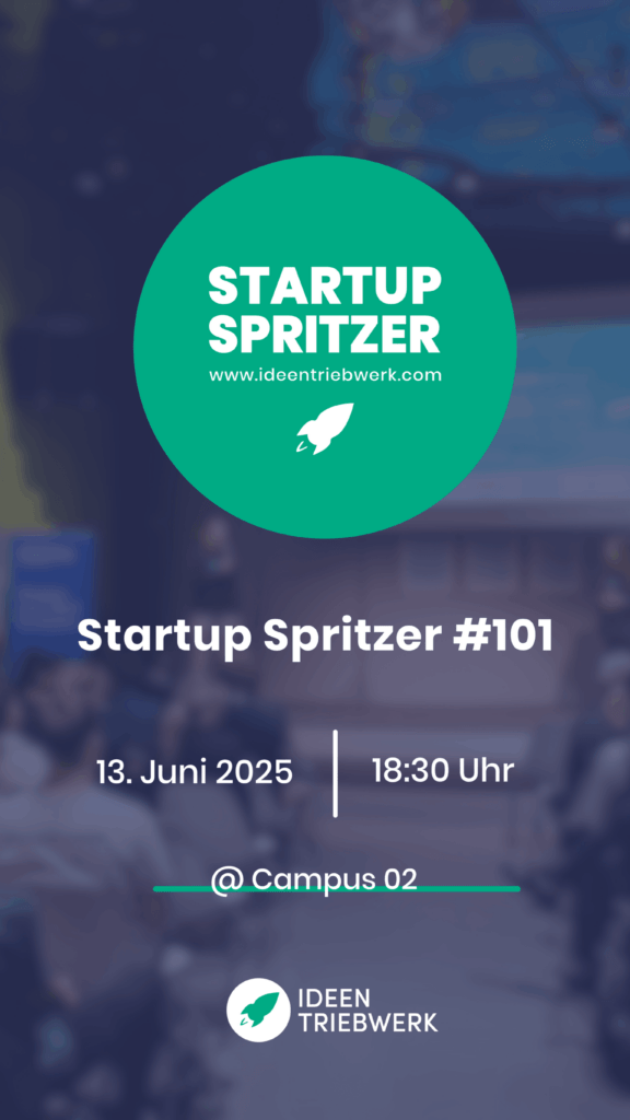Ankündiger Grafik Startup Spritzer 101 am 13. Juni 2025 auf der FH Campus 02